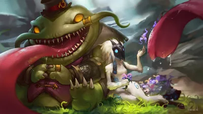 Tahm Kench \ u0026 Kindred by Hozure HD Wallpaper Fan Artwork League of Legends lol картинки