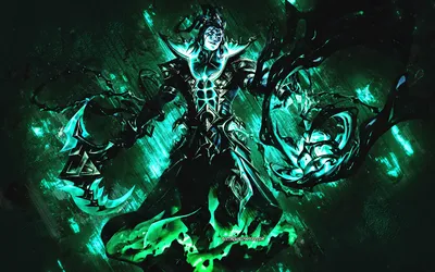 Скачать обои Unbound Thresh, League of Legends, green stone background, main character, Unbound Thresh LoL, League of Legends characters, Unbound Thresh League of Legends для монитора с разрешением 2880x1800. Высокое качество HD картинки