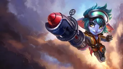 Картинки 4k Rocket Girl Tristana LoL Splash Art League of Legends Обои картинки