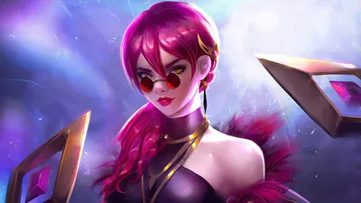 Скачать обои девушка, очки, Evelynn, League Of Legends, Sunglasses, Pink Hair, раздел игры в разрешении 1600x900 картинки