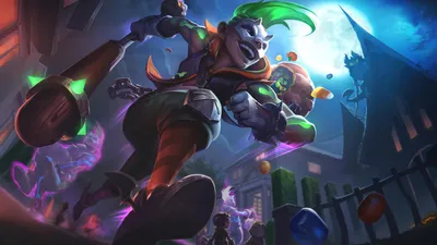 Обои 4k Trick or Treat Ekko Splash Art League Of Legends LoL lol Обои картинки