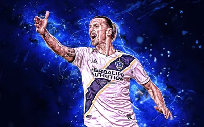 Скачать обои Zlatan Ibrahimovic, MLS, close-up, Los Angeles Galaxy FC, swedish footballers, football stars, Ibrahimovic, soccer, LA Galaxy, abstract art, neon lights для монитора с разрешением 2880x1800. Высококачественные обои HD картинки картинки