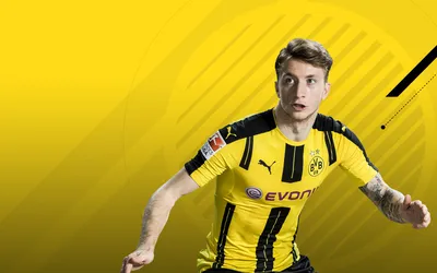 Обои BVB, Borussia Dortmund, Marco Reus, мужская желтая футбольная майка Puma картинки