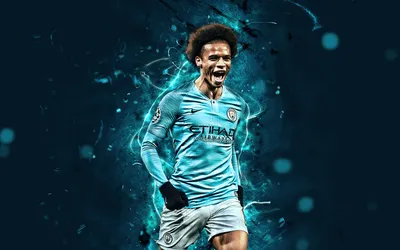 Скачать обои Leroy Sane, golf, german footballers, Manchester City FC, soccer, midfielder, Leroy Aziz Sane, Premier League, Man City, football, neon lights для монитора с разрешением 2880x1800. Высококачественные обои HD картинки картинки