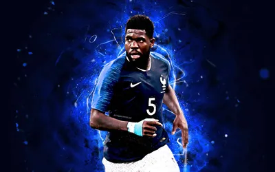 Скачать обои Samuel Umtiti, macth, abstract art, France National Team, Umtiti, soccer, footballers, FFF, neon lights, French football team для монитора с разрешением 2880x1800. Высококачественные обои HD картинки картинки