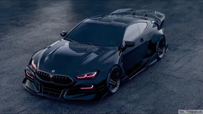 Черный 2022 модель bmw m8 gtr модифицированный вид сверху 4K обои скачать картинки