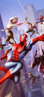 Человек-паук в фильме Spiderverse 2 2022 года iPhone X Обои Скачать бесплатно картинки