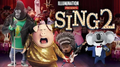 Sing 2 анимационный фильм лев Клей Кэллоуэй и ежик Эш разделяют одну и ту же сцену 2K скачать обои картинки