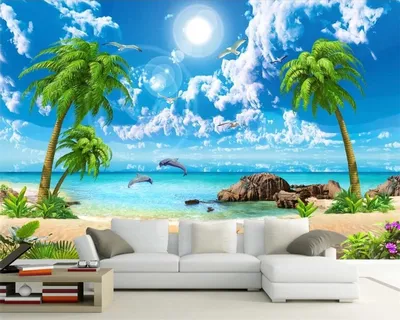 Beibehang Custom Wallpaper Hd Beautiful Fantasy Seascape Coco Beach Пейзаж ТВ Фон Стена Домашнее украшение 3d обои - Обои картинки