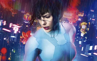 Wallpaper city, Scarlett Johansson, cinema, rain, mecha, night, movie,  dragon, brunette, film, pose, suit, oppai, Ghost In The Shell, Major images  for desktop, section фильмы - download картинки