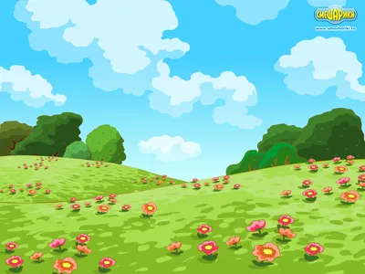 Flower meadow in the cartoon Kikoriki Desktop wallpapers 1600x900 картинки