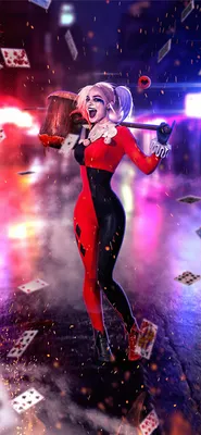 Обои девушка, игра, арт, костюм, бэтмен, персонаж, бита, Harley Quinn картинки на рабочий стол, раздел игры - скачать картинки