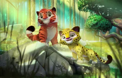 Wallpaper animals, cartoon, stone, jungle, Leo and TIG images for desktop,  section фильмы - download картинки