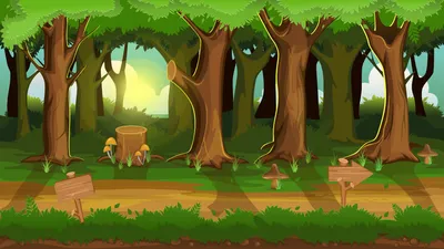 Вектор: лесная игра, фон 2d. картинки