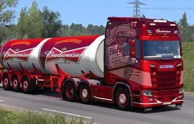 Обои дорога, грузовик, Scania, ETS2, Budweiser, Euro Truck Simulator 2 картинки на рабочий стол, раздел игры - скачать картинки