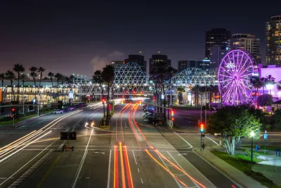 Картинки Калифорния США Downtown Long Beach Колесо обозрения картинки