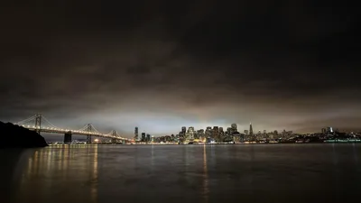 Обои ночь, города, залив, Сан-Франциско, США, USA, Окленд, night, California, San Francisco, Bay Bridge, Oakland, мост через залив картинки на рабочий стол, раздел город - скачать картинки