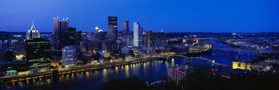 Обои для рабочего стола Downtown Pittsburgh Skyline Ultra HD для: Мультиэкран, Двойной монитор: Планшет: Смартфон картинки