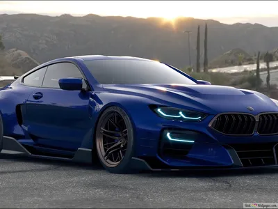 2022 модель синий bmw m8 gtr 4K обои скачать картинки