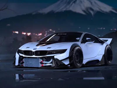 Скачать 1024x768 bmw, i8, тюнинг, спорткар, вид спереди обои, картинки стандарт 4:3 картинки