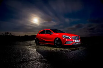 Фотографии Mercedes-Benz AMG A-class W176 Rot auto Nacht картинки