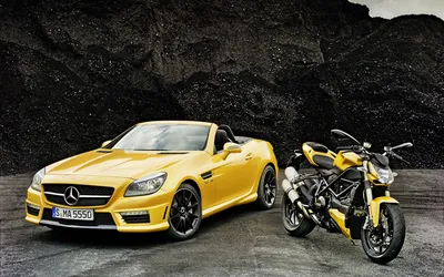 2012 Mercedes Benz SLK 55 AMG Ducati Streetfighter 848 Обои - HD Car Wallpapers #3620 картинки