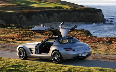 Скачать черный Mercedes-Benz Sls Amg HD обои картинки