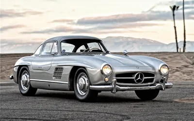 Скачать обои 1955, Mercedes-Benz 300 SL, silver coupe, retro cars, Mercedes-Benz W198, vintage cars, external, german retro cars, Mercedes для монитора с разрешением 2880x1800. Высококачественные обои HD картинки картинки