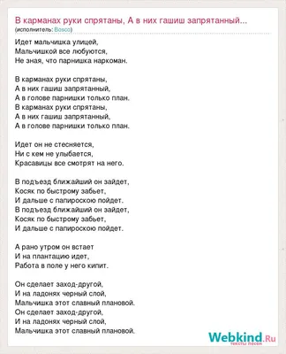 Текст песни В карманах руки спрятаны, А в них гашиш запрятанный..., слова  песни картинки