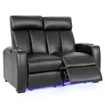 Zinea Cinema Seat Action - row of 2 Loveseat - Real leather - Electrical  adjustability - LED cupholder - Ambience lighting картинки