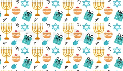 Hanukkah Seamless Pattern With Dreidel Game Signs Jewish Holiday Texture Background — стоковая векторная графика и другие изображения на тему 2015 - iStock картинки