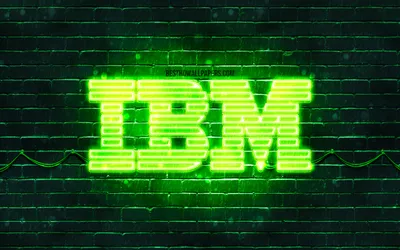 Скачать обои IBM green logo, 4k, green brickwall, IBM logo, brands, IBM neon logo, IBM для монитора с разрешением 3840x2400. Высококачественные обои HD картинки картинки