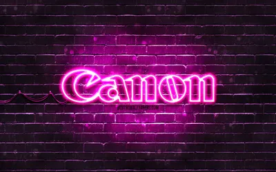 Скачать обои canon blue logo, 4k, purple brickwall, Canon logo, brands, Canon neon logo, Canon для монитора с разрешением 3840x2400. Высококачественные обои HD картинки картинки