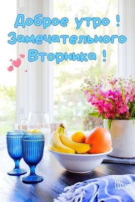 🍃🌸🍌🍊🍌🌸🌿 ВТОРНИК! | Доброе утро, Утро вторника, Открытки картинки