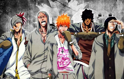 Обои аниме, Bleach, Ichigo Kurosaki, Yasutora Sado, Renji Abarai, Uryuu Ishida, Ikkaku Madarame картинки на рабочий стол, раздел прочее - скачать картинки