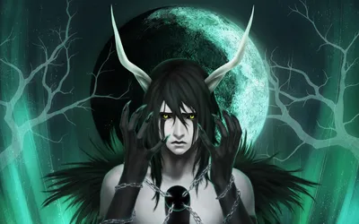 Скачать обои 4k, Ulquiorra Cifer, moon, Urukiora Shifa, manga, Bleach, artwork для монитора с разрешением 3840x2400. Высококачественные обои HD картинки картинки
