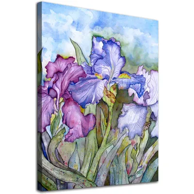 Iris Wall Art Purple Flower Pictures Green and Purple Canvas Art Elegant Artwork for Walls Iris картинки