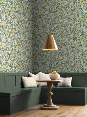 Rifle Paper Co. Citrus Grove Peel \ u0026 Stick Wallpaper - Mint Green — Декор для стен США картинки