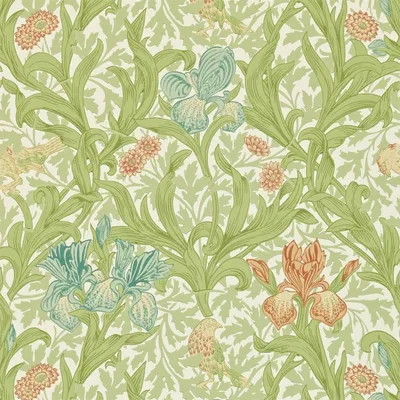 Iris Wallpaper - Fennel/Slate (DMCW210439) - Коллекция обоев William Morris \u0026 Co Compendium II картинки