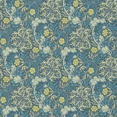 Morris Seaweed Wallpaper - Ink / Woad (DMCR216485) - Коллекция обоев William Morris \u0026 Co The Craftsman картинки