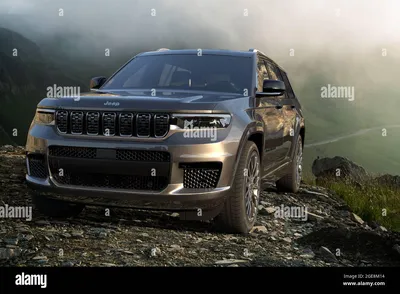 Новый Jeep Grand Cherokee L на фоне красивого горного пейзажа Фото со стока - Alamy картинки