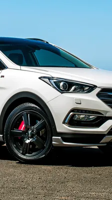 Hyundai Santa Fe weiß SUV Seitenansicht 3840x2160 UHD 4K Фон, HD, Изображение картинки