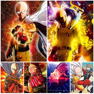 Анимационный плакат One Punch Man Janos, Saitama de sangre caliente y decoración de impresión, cuadro sobre Lienzo para pared para arte de sala de estar|Pintura y caligrafía| - AliExpress картинки