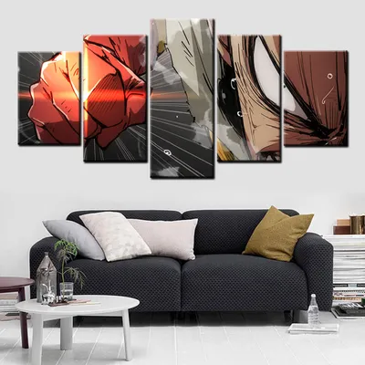 One Punch Man-Cuadros de arte de pared en Lienzo HD, carteles e impresiones Modulees, pintura de Anime, decoración moderna para el hogar - Алиэкспресс картинки