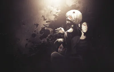 Обои аниме, арт, Токийский гуль, Tokyo Ghoul, Ken Kaneki, Kirishima Tory, Rize Kamishiro картинки на рабочий стол, раздел прочее - скачать картинки