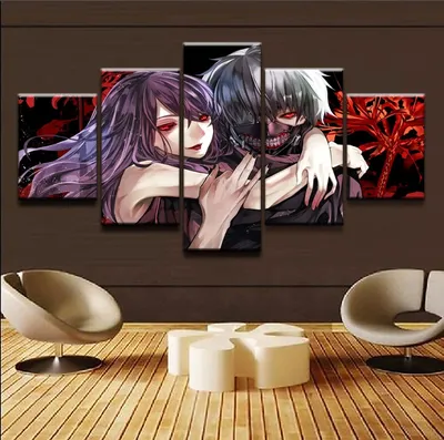 Bild Drucke Wohnkultur Leinwand Anime Tokyo Ghoul Poster 5 Stück Ken Kaneki Rize Kamishiro Gemälde Wand Kunst Dekor Rahmen|5 piece|picture printsart decor АлиЭкспресс картинки