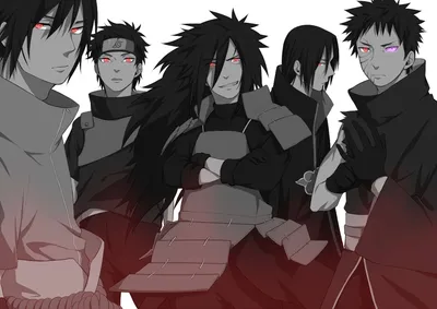 Скачать обои Monotone Madara Uchiha And Clan картинки