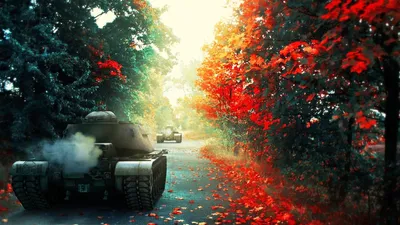 Танки в осеннем лесу из wot - обои на телефон картинки