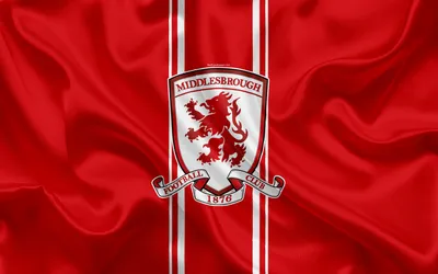 Скачать обои Middlesbrough FC, silk flag, эмблема, логотип, 4k, Middlesbrough, UK, English football club, Football League Championship, Second League, football для монитора с разрешением 3840x2400. Высококачественные обои HD картинки картинки