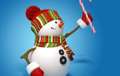 Обои снеговик, christmas, new year, cute, snowman картинки на рабочий стол,  раздел рендеринг - скачать картинки